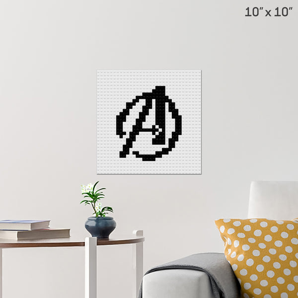 Avengers Logo Pixel Art Wall Poster - Build Your Own with Bricks! - BRIK
