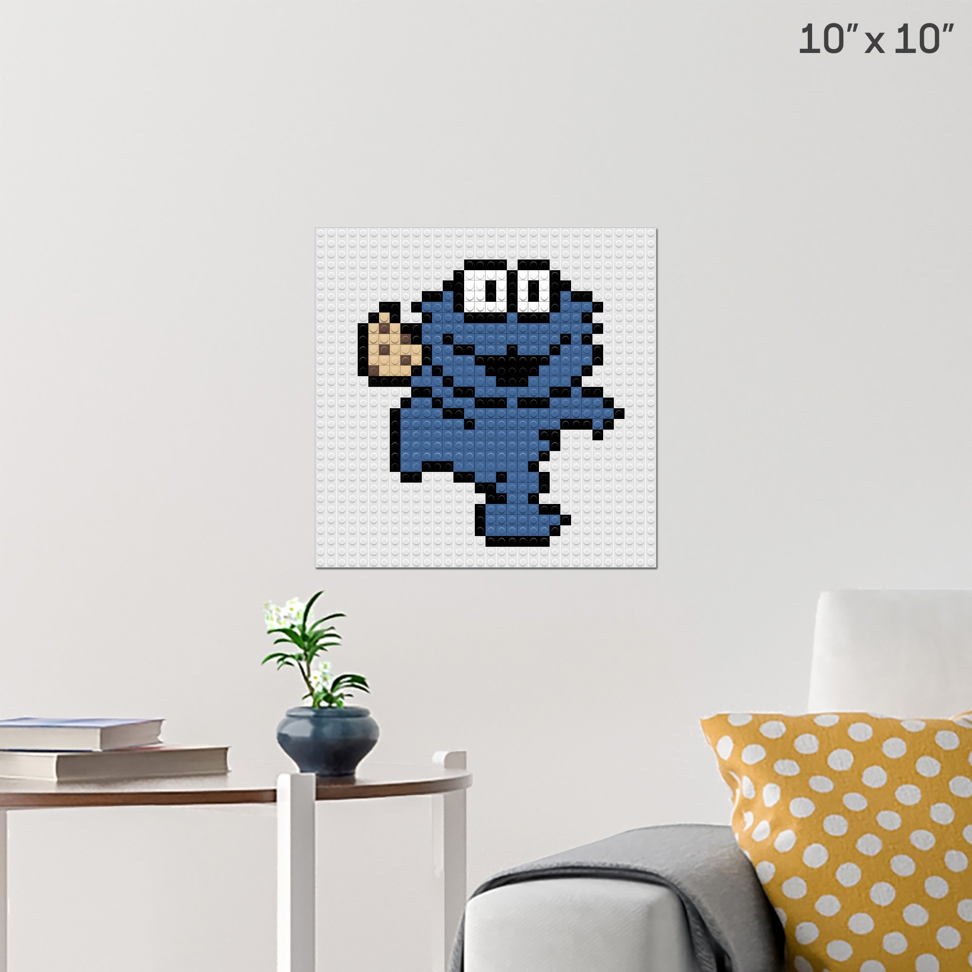Cookie Monster Pixel Art Wall Poster - Build Your Own with Bricks! - BRIK