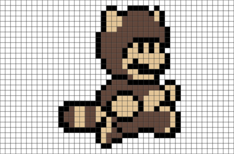 Super Mario Tanooki Suit Pixel Art