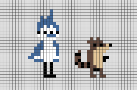 The Regular Show Rigby and Mordecai Pixel Art