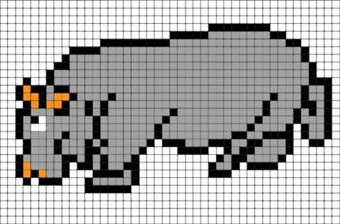 Hippopotamus Pixel Art