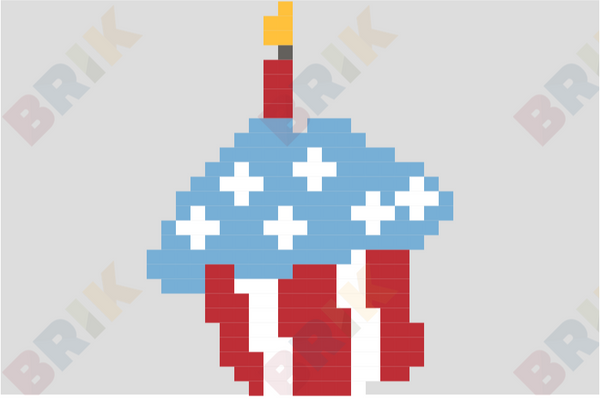 4th of July Cupcake Pixel Art