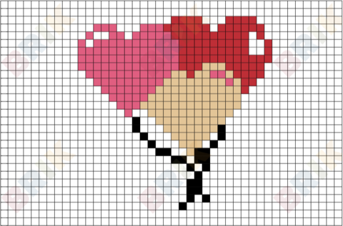 Heart Balloons Pixel Art