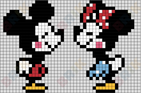 Mickey and Minnie Pixel Art
