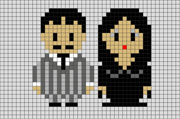 Addams Family Gomez and Morticia Pixel Art