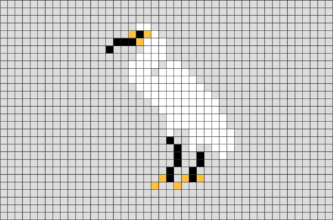 Bird - Snowy Egret Pixel Art