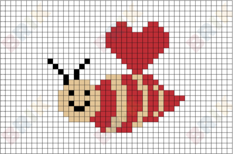 Valentine Bee Pixel Art