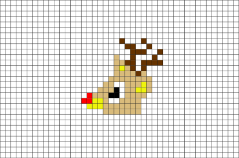 Rudolp the Red-Nosed Reindeer Pixel Art