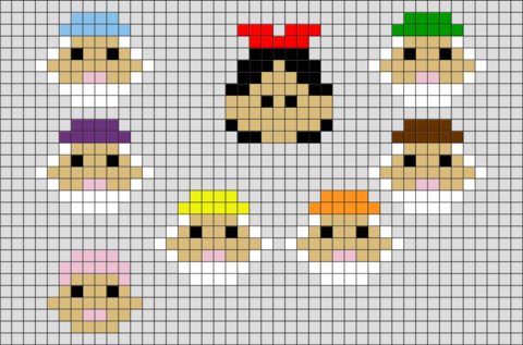 Snow White and The Seven Dwarfs Pixel Art