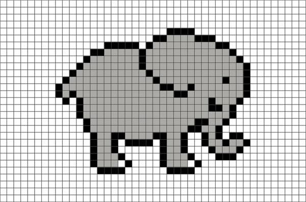 African Elephant Pixel Art
