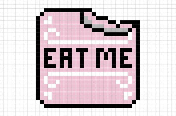 Alice in Wonderland Eat Me Cake Pixel Art