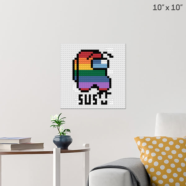 Among us: Rainbow crewmate Brick Poster