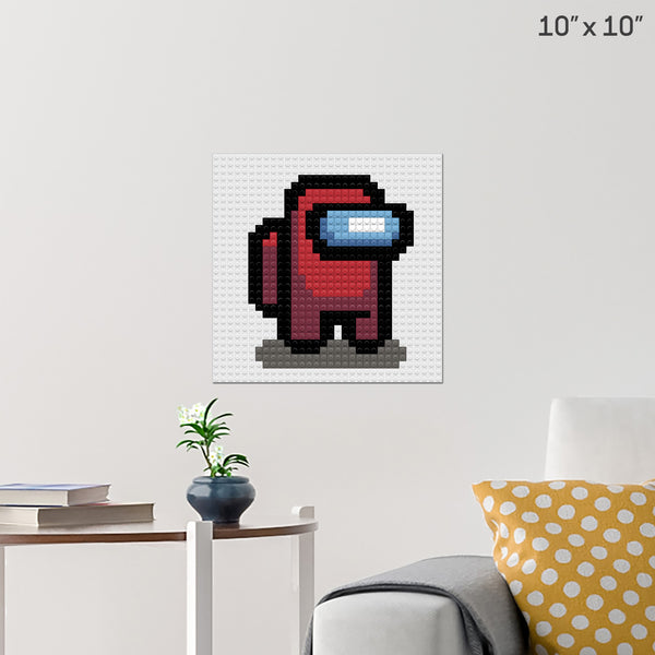 Among Us Red Character Brick Poster