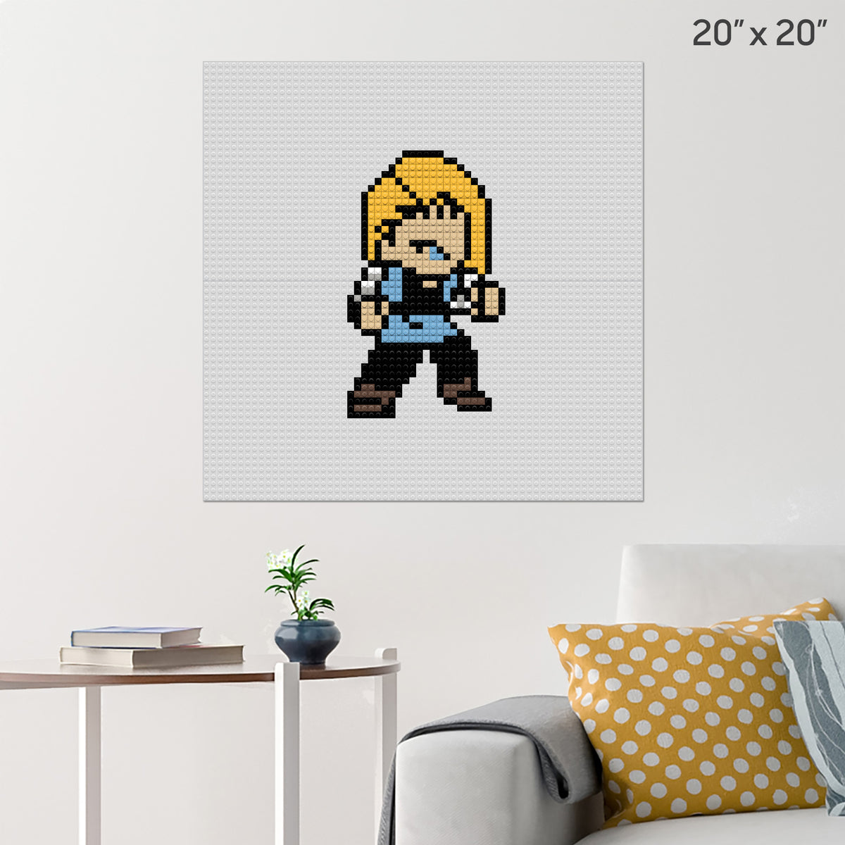 Android 18 Pixel Art Wall Poster - Build Your Own with Bricks! - BRIK