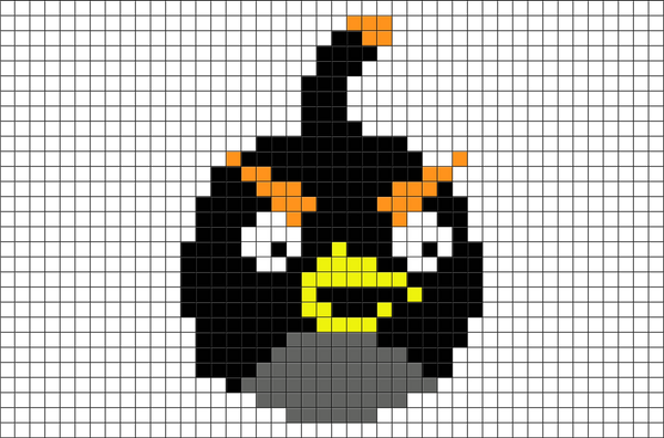 Angry Birds Bomb Pixel Art