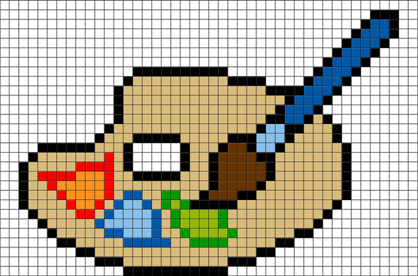 Art Palette and Paintbrush Pixel Art