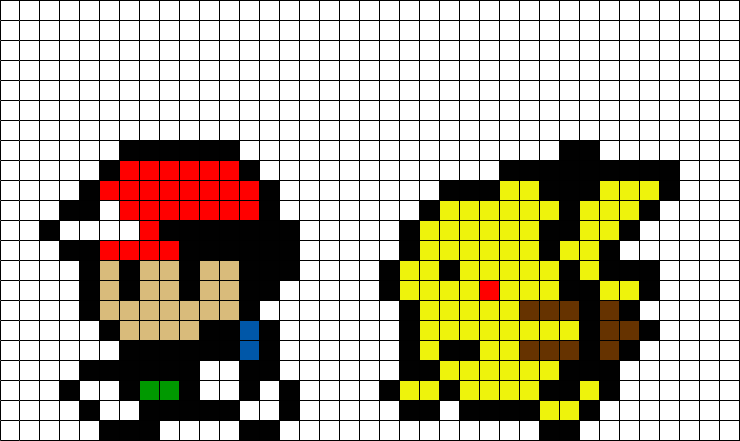 Ash and Pikachu Pokemon Pixel Art – BRIK