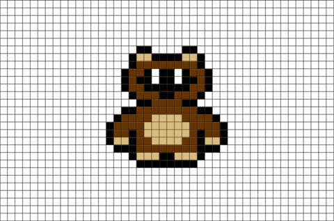 Tanooki Suit Mario Pixel Art
