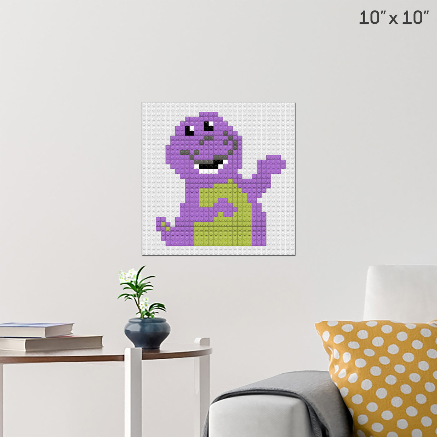 Barney Pixel Art Wall Poster - Build Your Own with Bricks! - BRIK
