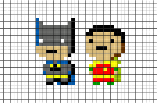 Batman and Robin Pixel Art