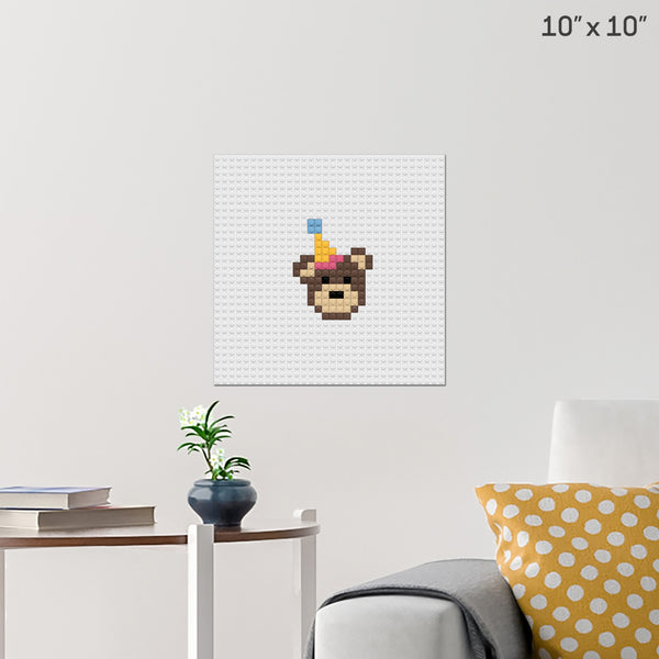Birthday Bear Brick Poster
