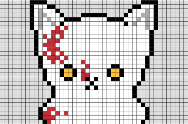 Bloody Ghost Cat Pixel Art