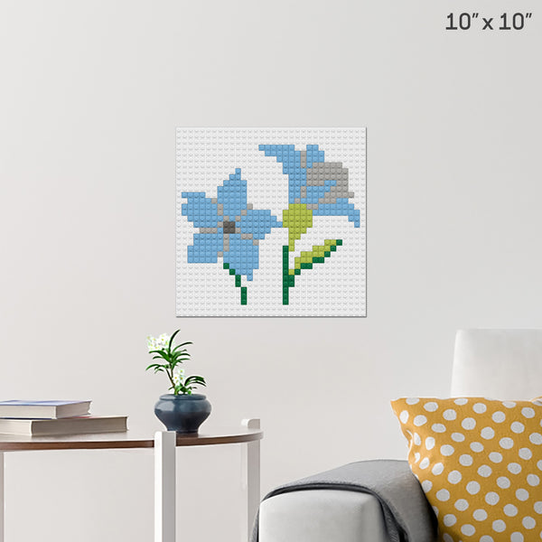 Blue Flower Brick Poster