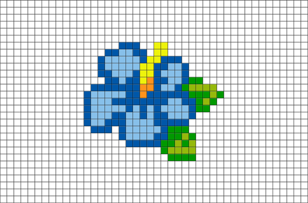 Blue Hibiscus Pixel Art