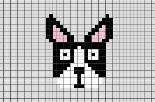 Boston Terrier Dog Pixel Art