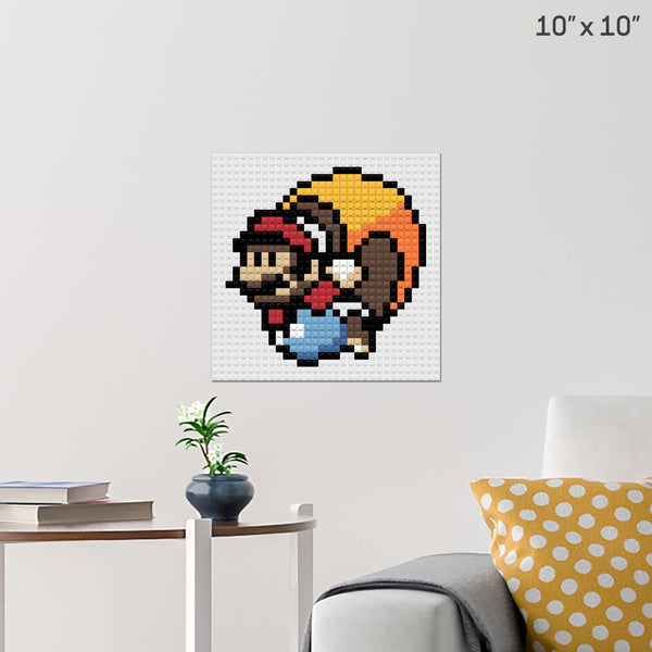 Caped Mario Pixel Art Wall Poster - Build Your Own with Bricks! - BRIK