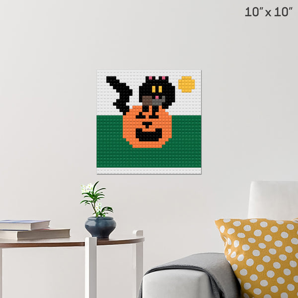 cat and pumpkin Brick Poster