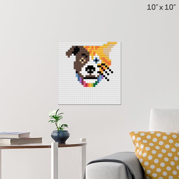 Cat Dog Brick Poster