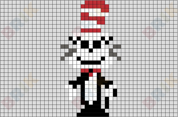 Cat in The Hat Pixel Art