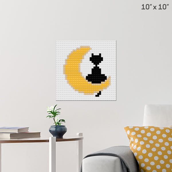 Cat Sitting on the Moon Brick Poster