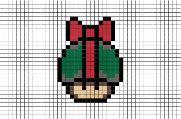 Christmas Gift Mario Mushroom Pixel Art