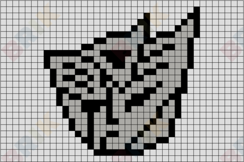 Transformers Hybrid Silver Logo Pixel Art
