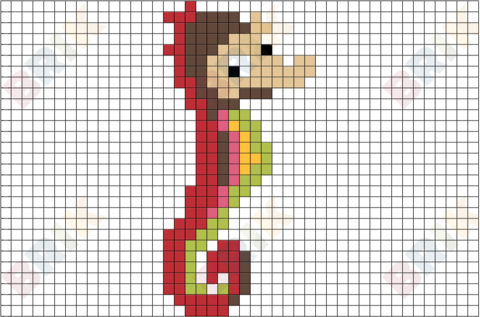 Sheldon the Seahorse Pixel Art