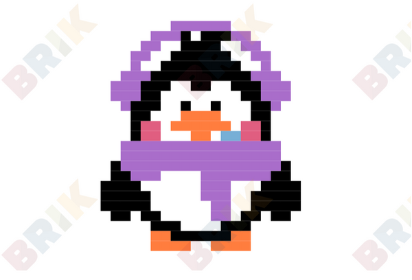 Earmuffs Penguin Pixel Art