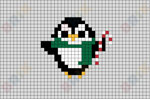 Christmas Penguin Pixel Art