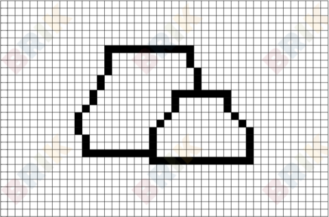 Village Hidden By Rocks Pixel Art