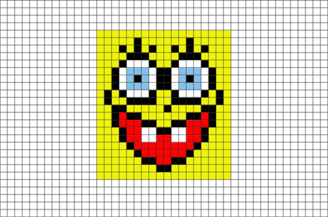 Sponge Bob Face Pixel Art
