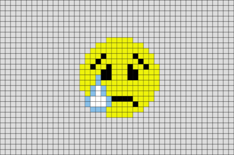 Disappointed but Relieved Face Emoji Pixel Art