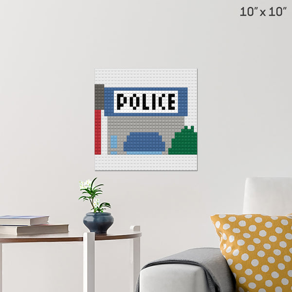 Fire Station And Police Station Brick Poster