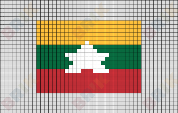 Flag of Myanmar Burma Pixel Art