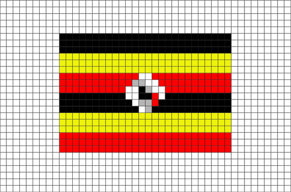 Flag of Uganda Pixel Art