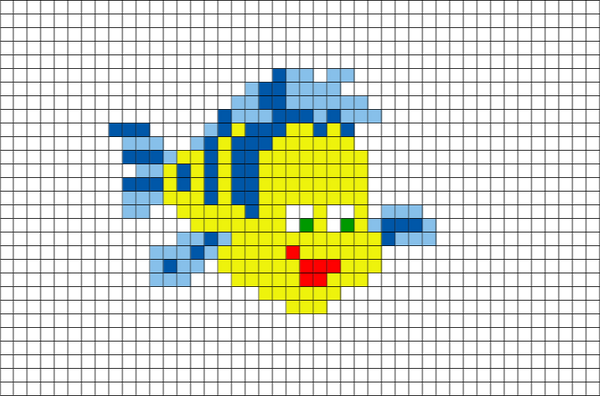Flounder Little Mermaid Pixel Art