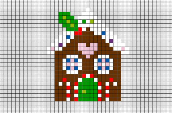 Gingerbread House Pixel Art