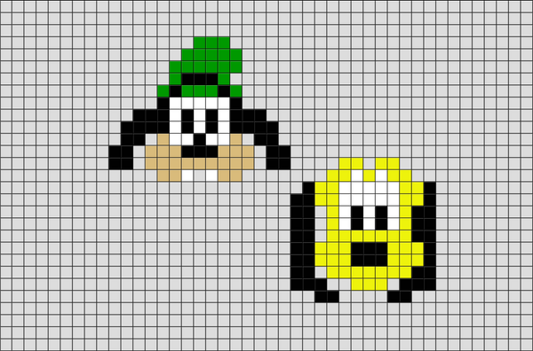 Goofy and Pluto Pixel Art