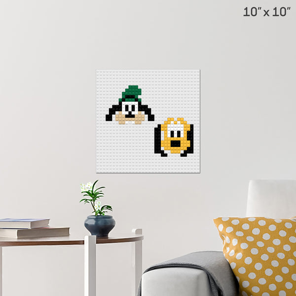 Goofy and Pluto Brick Poster