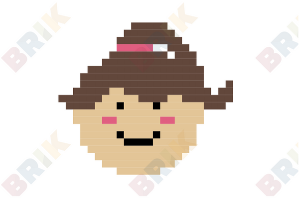 Happy Girl Face Pixel Art